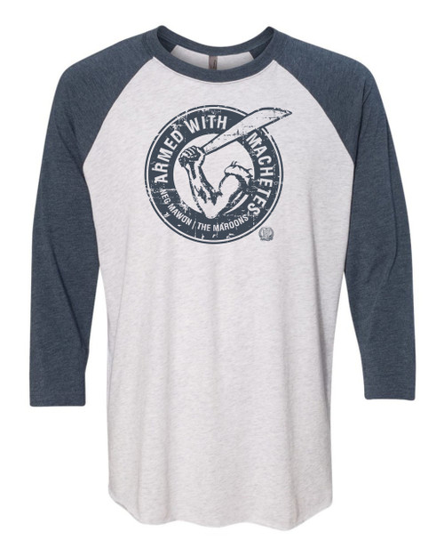 Hispaniola Port & Trade Company AWM Since 1804 Triblend Raglan Vin White Navy