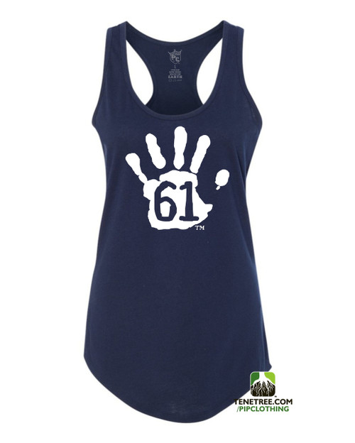 PC RUH Hand61 Ladies Navy - White Scalloped Racerback Tank PC RUH Hand61 Ladies Navy - White Scalloped Racerback Tank