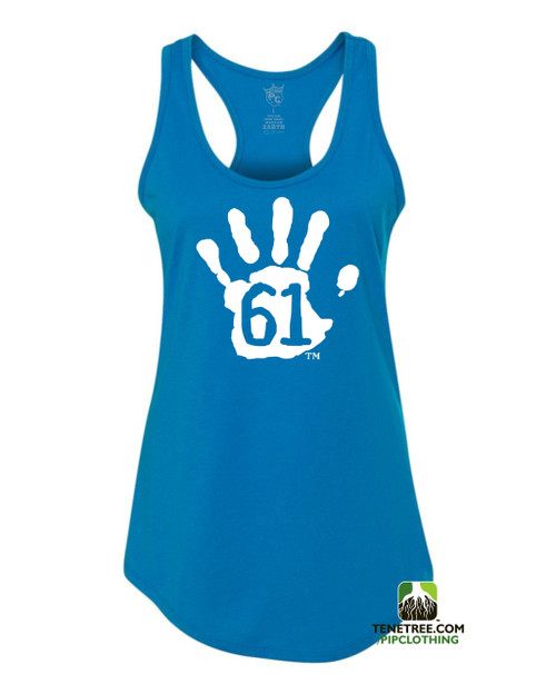 PC RUH Hand61 Ladies Turquoise Scalloped Racerback Tank