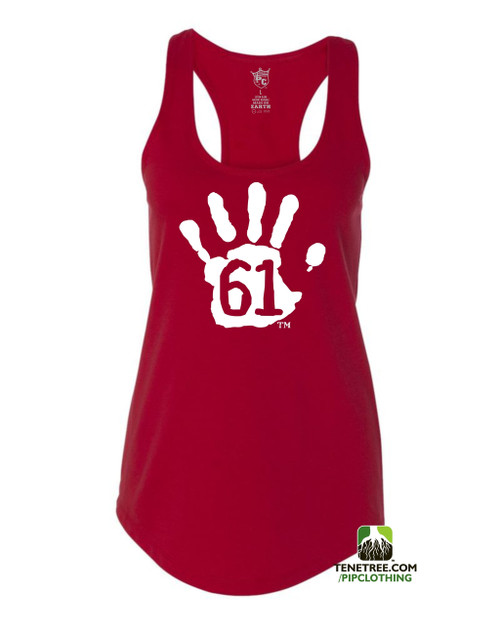 PC RUH Hand61 Ladies Red Scalloped Racerback Tank