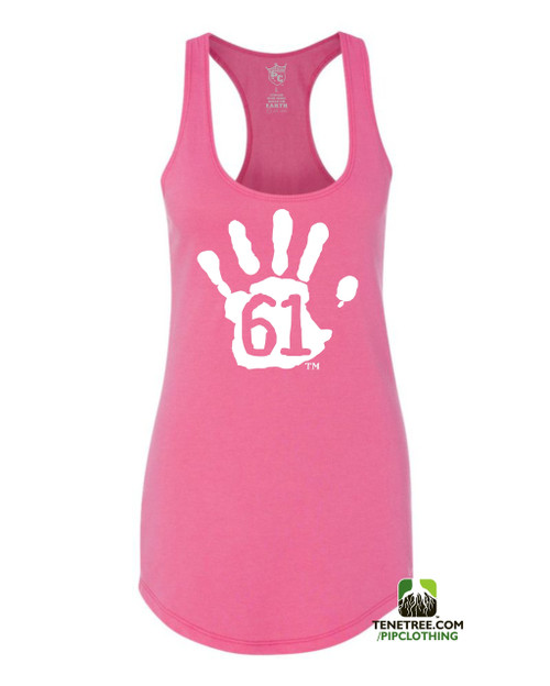 PC RUH Hand61 Ladies Pink Scalloped Racerback Tank