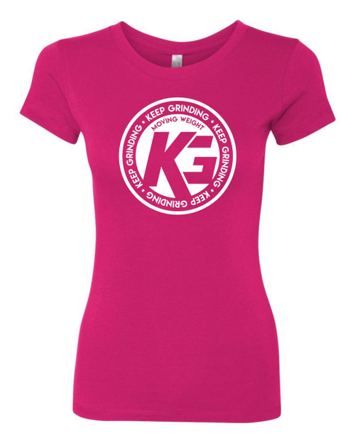 Keep Grinding Apparel | Circa Art - on a Hot Pink 100% Cotton Slim-Fit Ladies Tee