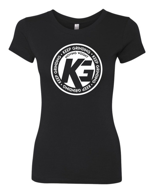 Keep Grinding Apparel | Circa Art - on a Black 100% Cotton Slim-Fit Ladies Tee