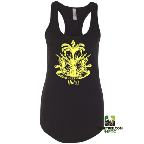 HISPANIOLA PORT & TRADE COMPANY PALMA LADIES RACERBACK TANK TOP BLACK GOLD
