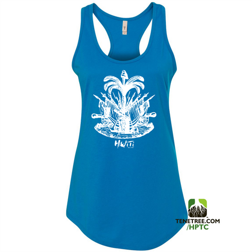 HISPANIOLA PORT & TRADE COMPANY PALMA LADIES RACERBACK TANK TOP BLUE WHITE