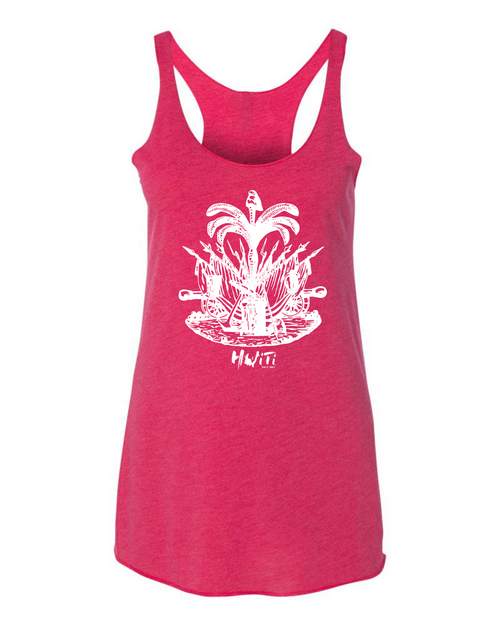 HISPANIOLA PORT & TRADE COMPANY PALMA LADIES RACERBACK TANK TOP HOTPINK WHITE