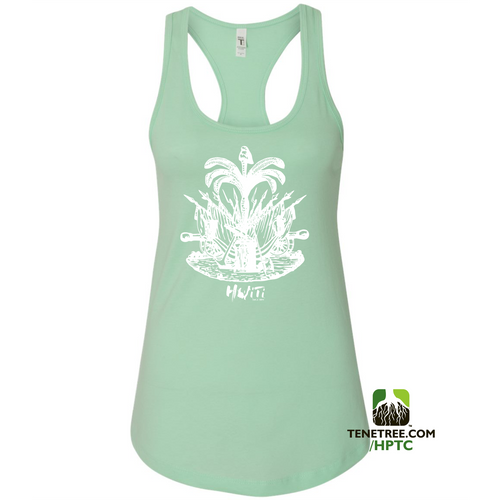 HISPANIOLA PORT & TRADE COMPANY PALMA LADIES RACERBACK TANK TOP MINT WHITE