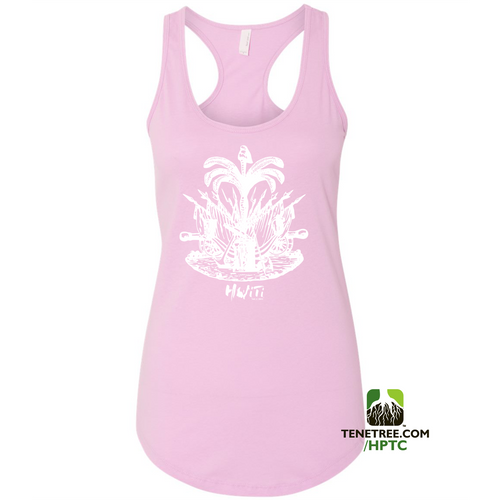 HISPANIOLA PORT & TRADE COMPANY PALMA LADIES RACERBACK TANK TOP PINK WHITE