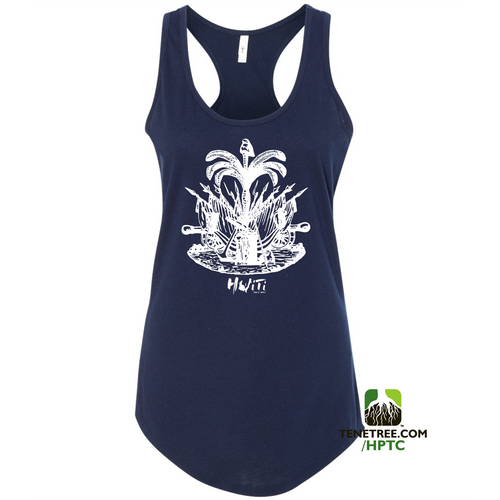 HISPANIOLA PORT & TRADE COMPANY PALMA LADIES RACERBACK TANK TOP ROYAL BLUE WHITE