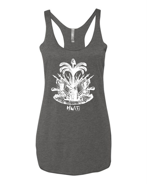 HISPANIOLA PORT & TRADE COMPANY PALMA LADIES RACERBACK TANK TOP VINGRAY WHITE