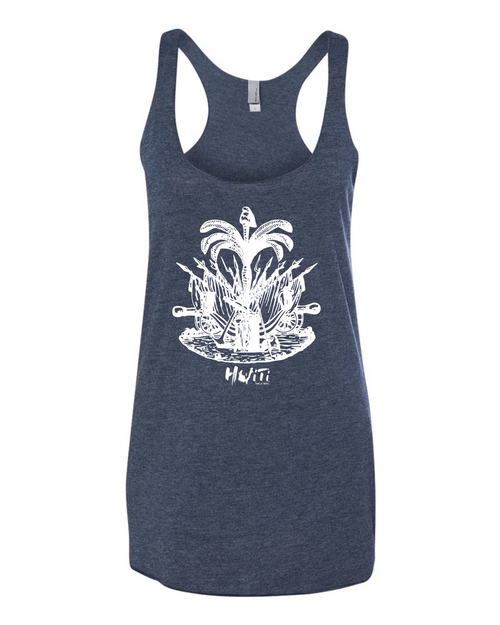 HISPANIOLA PORT & TRADE COMPANY PALMA LADIES RACERBACK TANK TOP VINNAVY WHITE