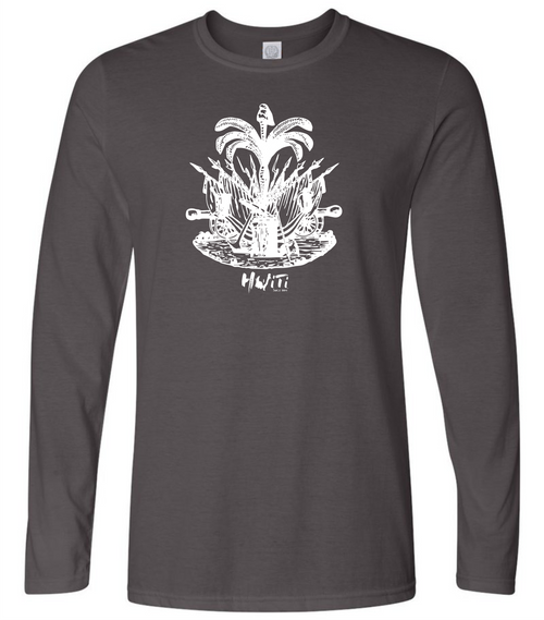 HISPANIOLA PORT & TRADE COMPANY PALMA LONG SLEEVE CREW GRAY WHITE