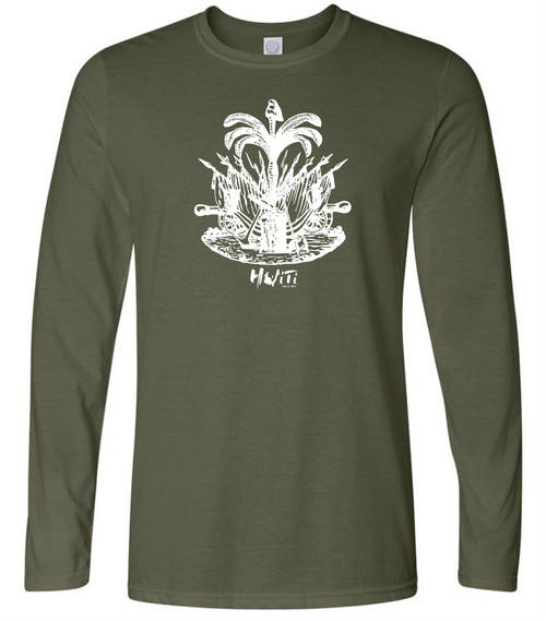 HISPANIOLA PORT & TRADE COMPANY PALMA LONG SLEEVE CREW OLIVE WHITE