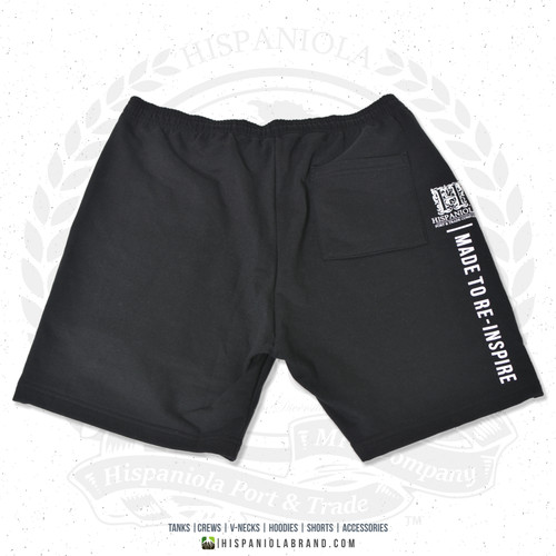 Hispaniola Port & Trade Company | "Haitian By Nature" Black White Premium Unisex Cotton Fleece Shorts