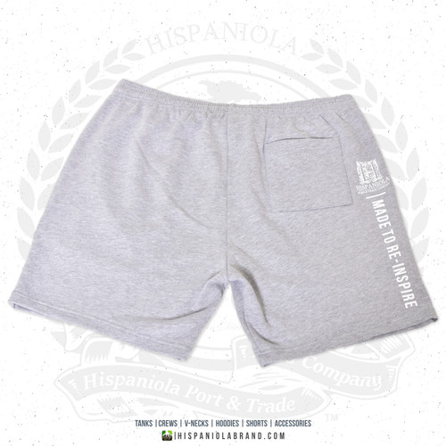 Hispaniola Port & Trade Company | "Haitian By Nature" Grey White Premium Unisex Cotton Fleece Shorts