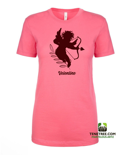 Marvelous Artz - Velentine Ladies Crew Hot Pink Burgundy Front