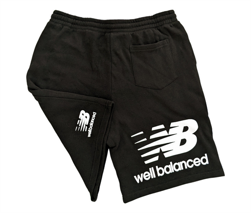 Marvelous Artz - Well Balanced Tee Black White Premium Unisex Cotton Fleece Shorts