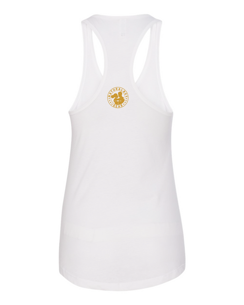 NaturalBoy Gear® - Branded FC Fit Ladies Racerback Tank White Gold