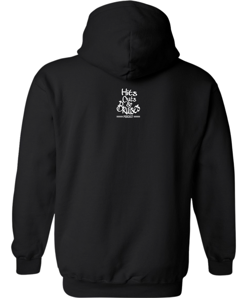 Hits, Cuts & Bruises Podcast - HCB Branded Hoodie Black & White Back