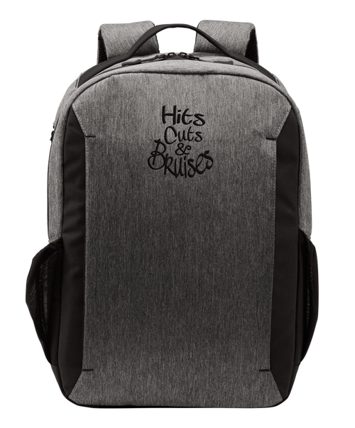 Hits, Cuts & Bruises Podcast - HCB Branded Canvas Backpack Grey Heather Black Front