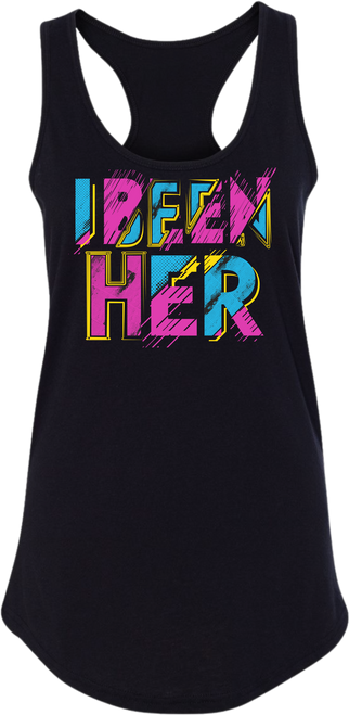 Marvelous Artz - I Been HER Ladies Racerback Tank Top Black Front