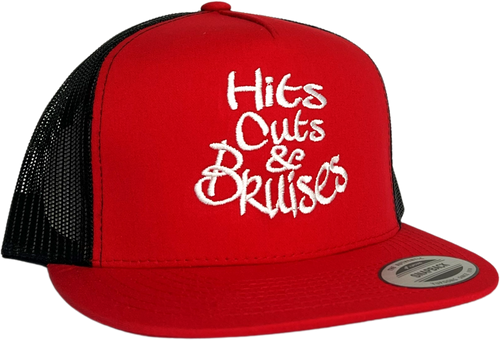Hits, Cuts & Bruises Podcast - HCB Branded Trucker Hats Red, Black, White