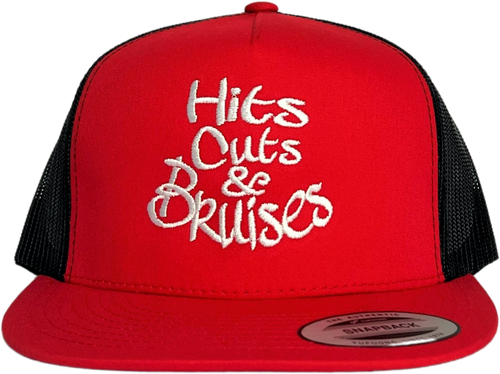 Hits, Cuts & Bruises Podcast - HCB Branded Trucker Hats Red, Black, White