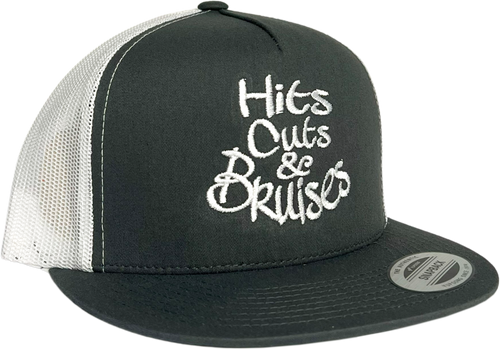 Hits, Cuts & Bruises Podcast - HCB Branded Trucker Hats Charcoal, White, White