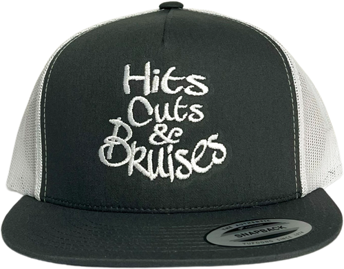 Hits, Cuts & Bruises Podcast - HCB Branded Trucker Hats Charcoal, White, White