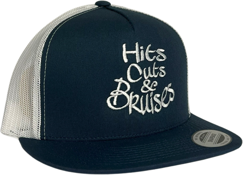 Hits, Cuts & Bruises Podcast - HCB Branded Trucker Hats Navy, White, White