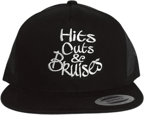Hits, Cuts & Bruises Podcast - HCB Branded Trucker Hats Black, Black, White