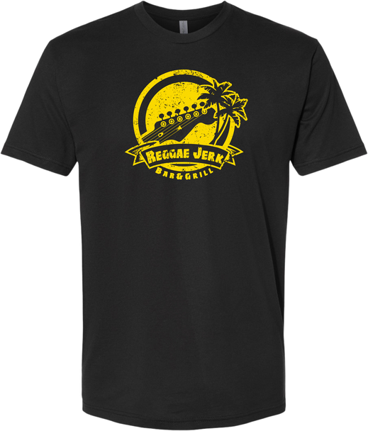 Reggae Jerk Brand - Logo Crew Unisex Tee Black Yellow Front