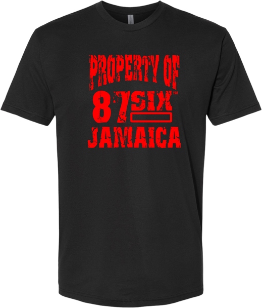 Reggae Jerk Brand - Property of 87SIX Crew Unisex Tee Black Red Front
