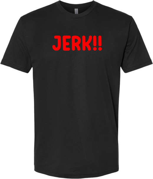 Reggae Jerk Brand - JERK!! Crew Unisex Tee Black Red Front