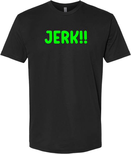 Reggae Jerk Brand - JERK!! Crew Unisex Tee Black Neon Green Front
