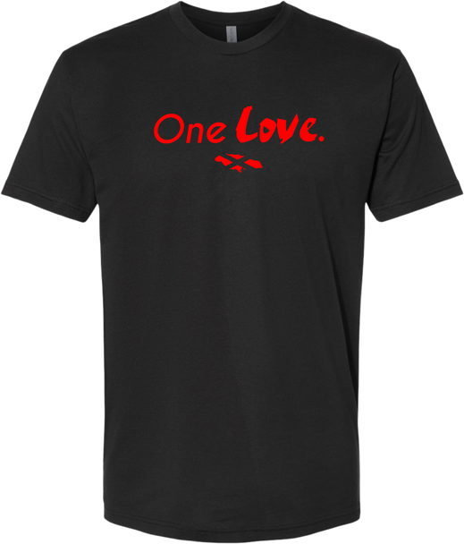 Reggae Jerk Brand - One Love Crew Unisex Tee Black Red Front