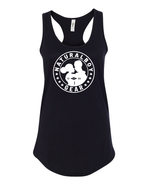 NaturalBoy Gear® - Branded FC Fit Ladies Racerback Tank Black White