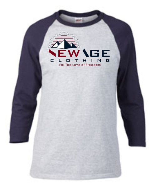 New Age Clothing | TriPy Love of Freedom Heather Grey-Navy Red-Navy-White Raglan