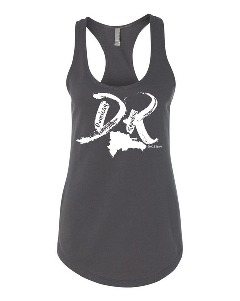 Hispaniola Port & Trade Company | DR "Since 1844" Charcoal Ladies Premium Fitted French Terry Racerback Slub Tank