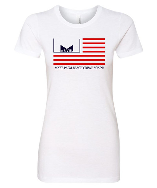 Marvelous Artz - Make Palm Beach Great Again Pride White Ladies Crew