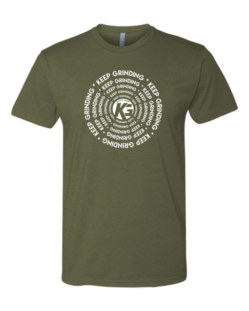 Keep Grinding Apparel | Moving Weight Cadi Art - on a Military 100% Cotton Slim-Fit Tees