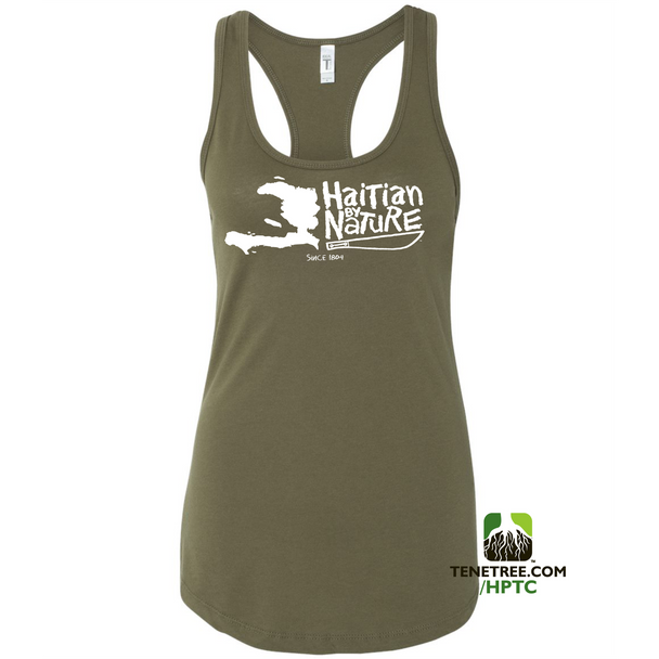 HISPANIOLA PORT & TRADE COMPANY HBN MAP RACERBACK TANK OLIVE