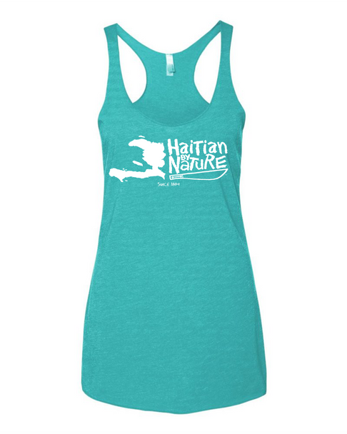 HISPANIOLA PORT & TRADE COMPANY HBN MAP RACERBACK TANK VIN TURQUOISE