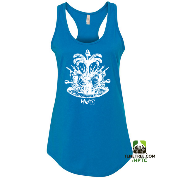HISPANIOLA PORT & TRADE COMPANY PALMA LADIES RACERBACK TANK TOP BLUE WHITE