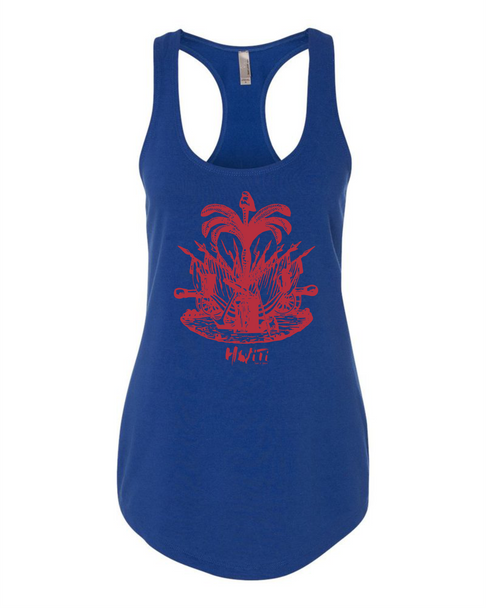 HISPANIOLA PORT & TRADE COMPANY PALMA LADIES RACERBACK TANK TOP NAVYBLUE RED