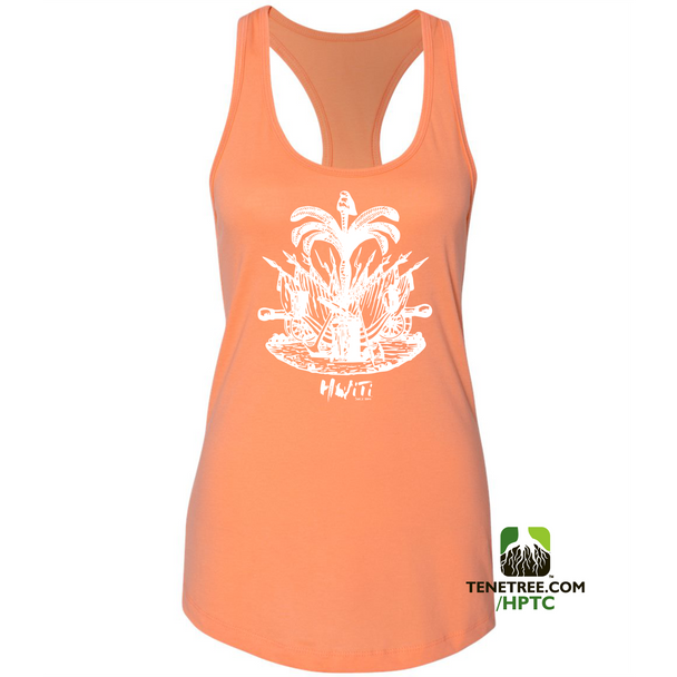 HISPANIOLA PORT & TRADE COMPANY PALMA LADIES RACERBACK TANK TOP ORANGE WHITE