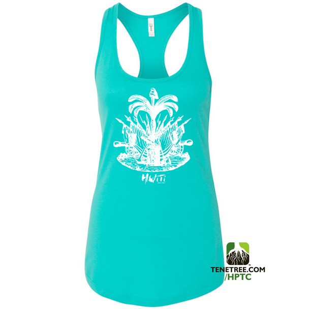 HISPANIOLA PORT & TRADE COMPANY PALMA LADIES RACERBACK TANK TOP SKYBLUE WHITE