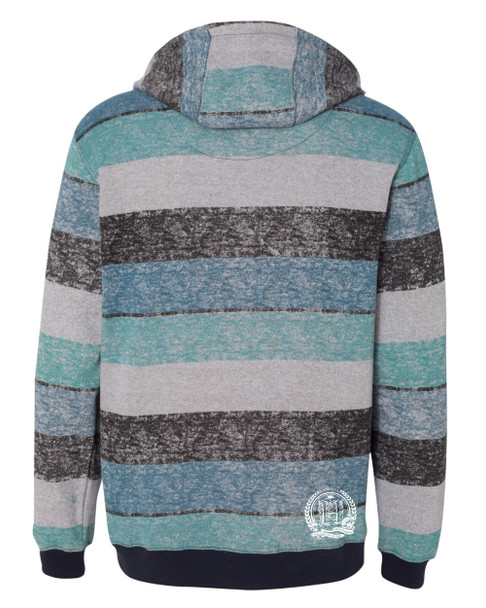 Hispaniola Port & Trade Company | H.B.N Since 1804 Unisex Black Light Blue White Striped Hoodie Back
