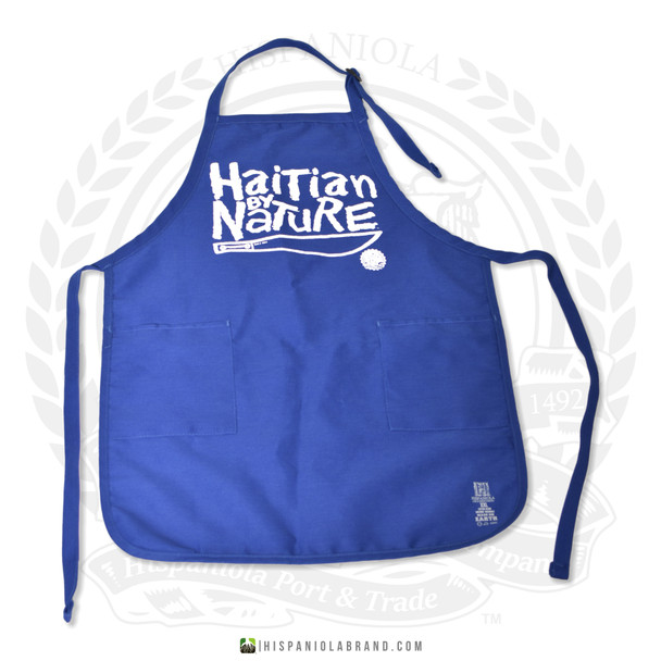 Hispaniola Port & Trade Company | "Haitian By Nature" Royal Blue White Apron