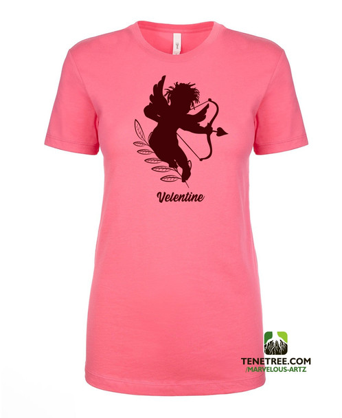 Marvelous Artz - Velentine Ladies Crew Hot Pink Burgundy Front